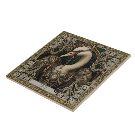 Enchanted Swan Spirit Totem  Tegeltje (Zijkant)