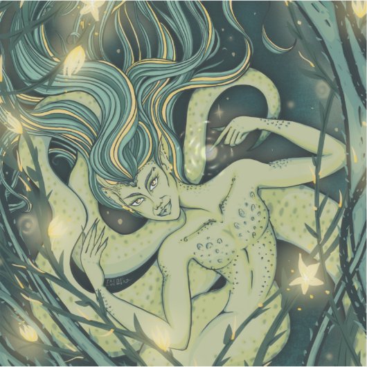 Enchanted Teal Siren Vinyl Sticker (Voorkant)