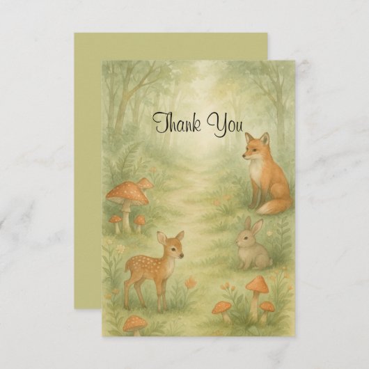 Enchanted Toadstool Baby shower Bedankt Card (Voorkant / Achterkant)