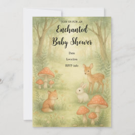 Enchanted Toadstool Forest Baby shower Invitation Kaart