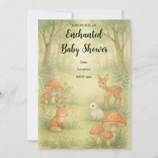 Enchanted Toadstool Forest Baby shower Invitation Kaart