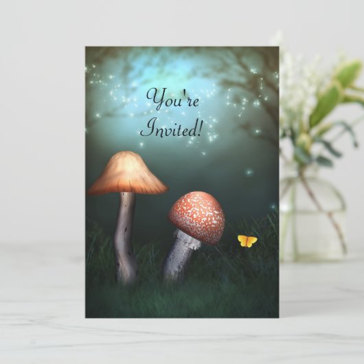 Enchanted Toadstool Garden Event Invitation Kaart (Staand voorkant)