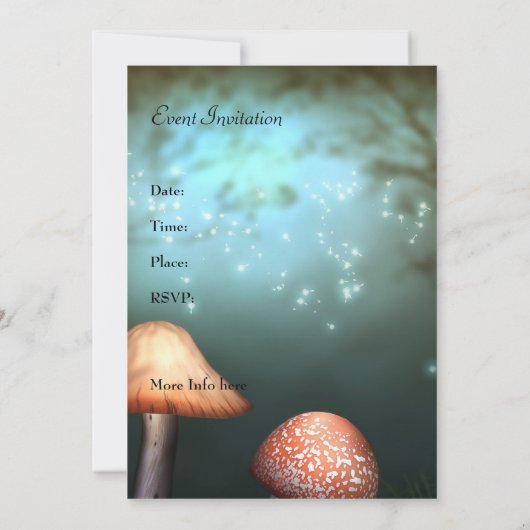 Enchanted Toadstool Garden Event Invitation Kaart (Achterkant)