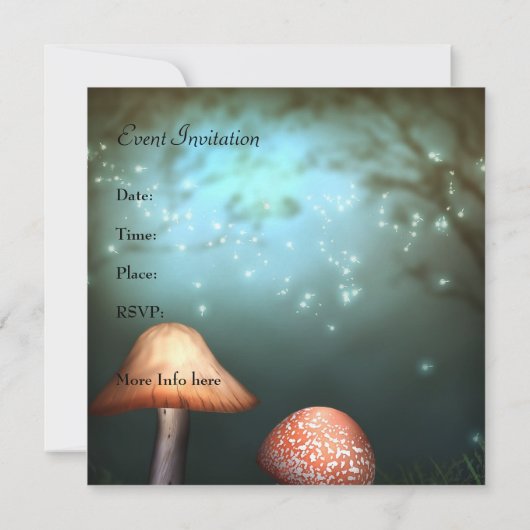 Enchanted Toadstool Garden Event Invitation Kaart (Achterkant)