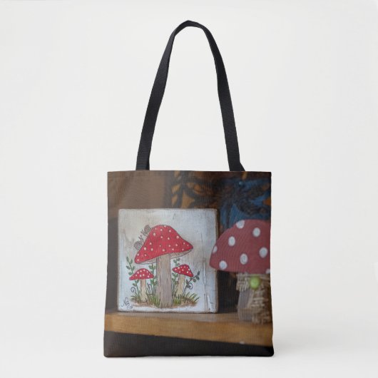 Enchanted Toadstools - Handgeschilderde Canvas Art Tote Bag (Voorkant)