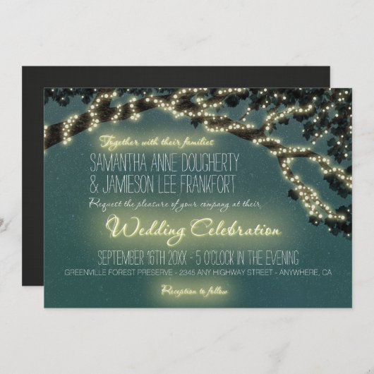 Enchanted Tree Branch rustieke bruiloft uitnodigin Kaart (Voorkant / Achterkant)