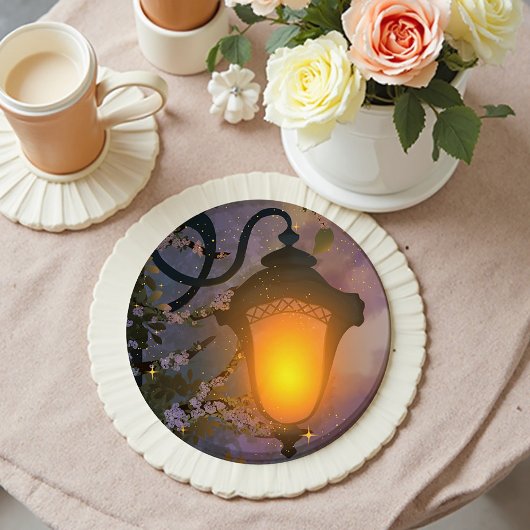 Enchanted Twilight Lamp Coaster Ronde Kartonnen Onderzetter