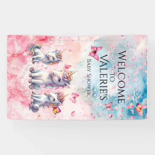 Enchanted Unicorn Baby shower Banner (Horizontaal)