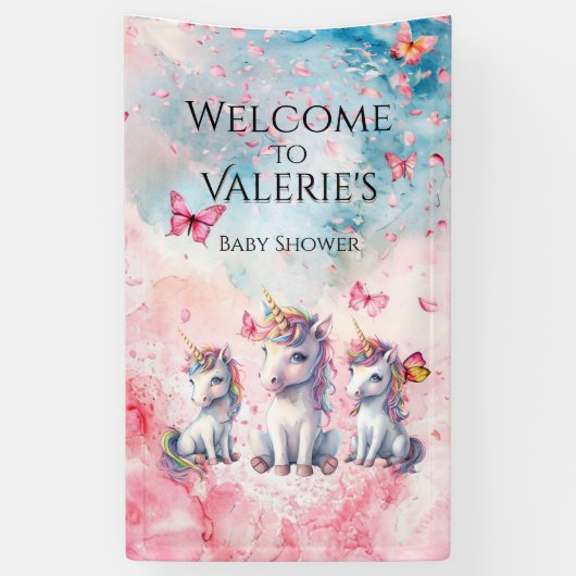 Enchanted Unicorn Baby shower Banner (Verticaal)