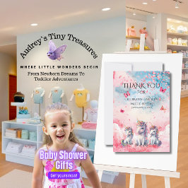 Enchanted Unicorn Baby shower Bedankt Card