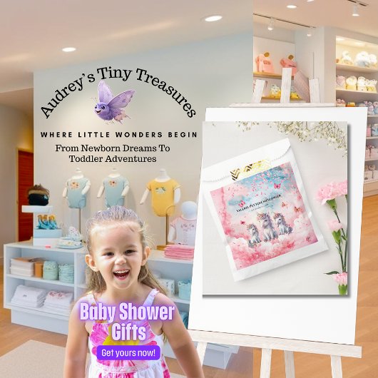 Enchanted Unicorn Baby shower gunstzak Bedankzakje