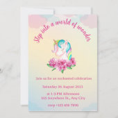 Enchanted Unicorn Birthday Party Invitation Kaart (Voorkant)