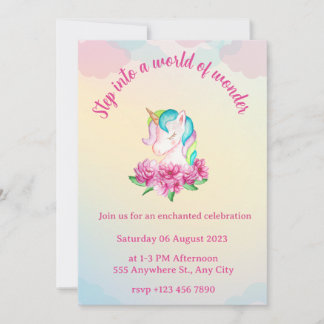 Enchanted Unicorn Birthday Party Invitation Kaart