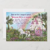 Enchanted Unicorn Castle Princess Party Invitation Kaart (Voorkant)