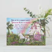 Enchanted Unicorn Castle Princess Party Invitation Kaart (Staand voorkant)