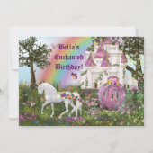 Enchanted Unicorn Castle Princess Party Invitation Kaart (Achterkant)