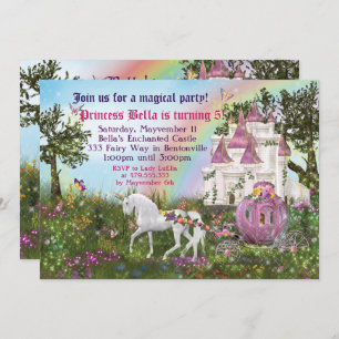 Enchanted Unicorn Castle Princess Party Invitation Kaart