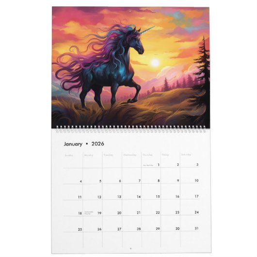 Enchanted Unicorn Dreams Kalender (Jan 2026)