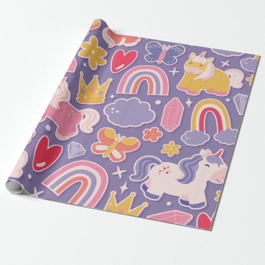 Enchanted Unicorn Fantasy Cadeaupapier (Uitgerold)
