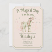 Enchanted Unicorn gepersonaliseerde foto roze verj Kaart (Voorkant)