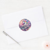 Enchanted Unicorn Verjaardag Stickers" Ronde Sticker (Envelop)