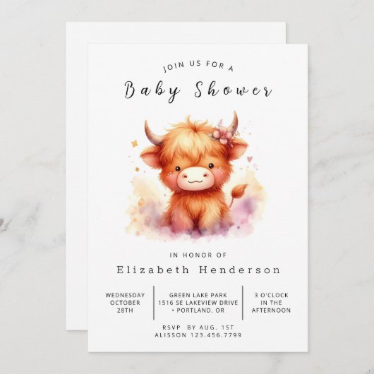 Enchanted Unique Barn Koe Baby shower Kaart (Voorkant / Achterkant)