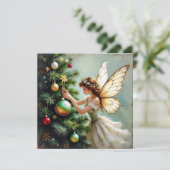 Enchanted Vintage Fairy Personalized Christmas Feestdagenkaart (Staand voorkant)