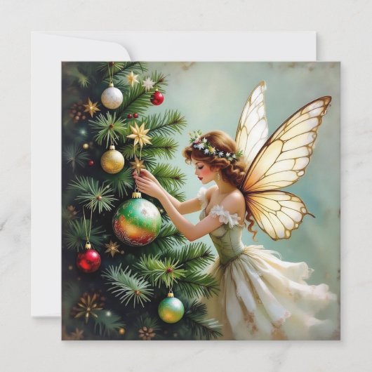 Enchanted Vintage Fairy Personalized Christmas Feestdagenkaart (Voorkant)