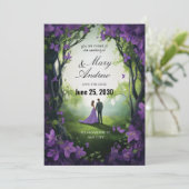 Enchanted Violet Garden Wedding Invitation Kaart (Staand voorkant)