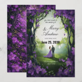 Enchanted Violet Garden Wedding Invitation Kaart (Voorkant / Achterkant)