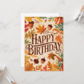 Enchanted Warm Woodland Herfst Herfst Happy Birthd Kaart (Voorkant / Achterkant in situ)