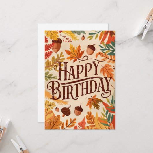 Enchanted Warm Woodland Herfst Herfst Happy Birthd Kaart (Voorkant / Achterkant in situ)