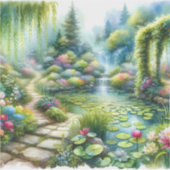 Enchanted Waterfall Garden Lily Pond Sticker (Voorkant)