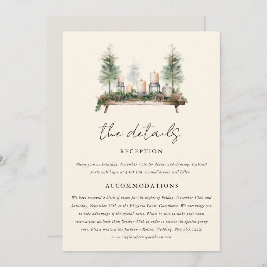 Enchanted Waterverf Forest Boho Wedding Details Kaart (Voorkant / Achterkant)