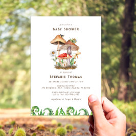 Enchanted Waterverf Mushroom Baby shower Invitati Kaart