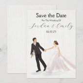 Enchanted Wedding Illustrated Couple Save The Date (Voorkant / Achterkant)