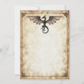 Enchanted Wedding Invitation Dragon Medieval Vinta Kaart (Achterkant)