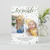 Enchanted Whimsical Typografie 2-foto Feestdagenkaart (Staand voorkant)