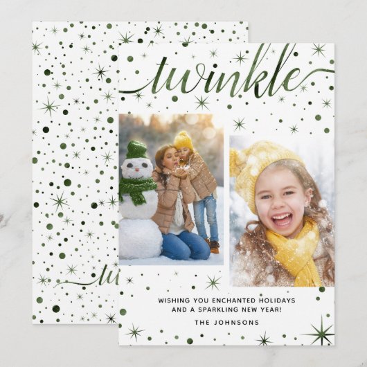 Enchanted Whimsical Typografie 2-foto Feestdagenkaart (Voorkant / Achterkant)
