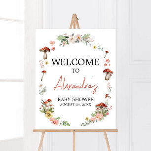 Enchanted Wildflower Mushroom Baby shower Welkom Poster