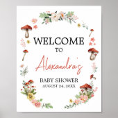Enchanted Wildflower Mushroom Baby shower Welkom Poster (Voorkant)