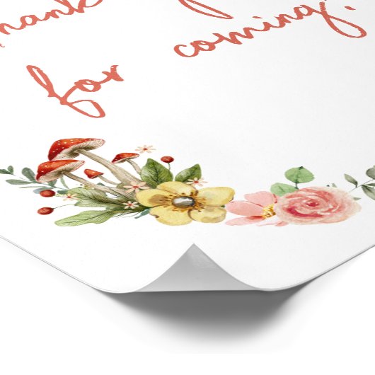 Enchanted Wildflower Mushroom Bedankt voor je koms Poster (Hoek)