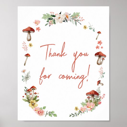 Enchanted Wildflower Mushroom Bedankt voor je koms Poster (Voorkant)