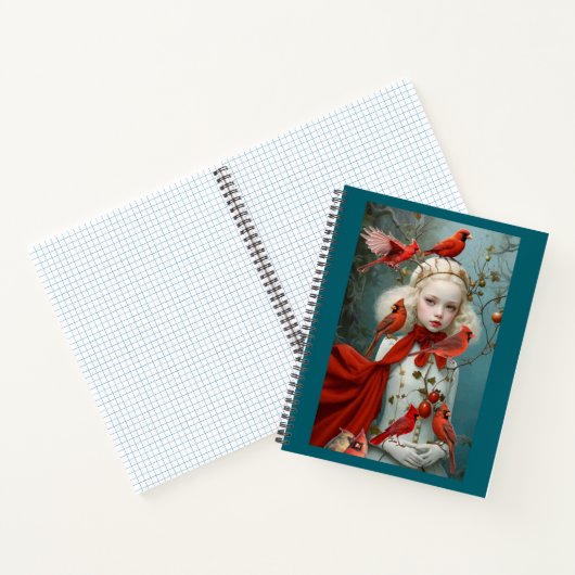 Enchanted Winter Cardinal - Fantasy Spiral Notebo Notitieboek (Binnen)