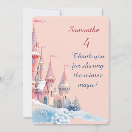 Enchanted Winter Castle Thank You Card, Princess  Bedankkaart (Voorkant)
