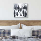 Enchanted Winter Forest: een sereen sneeuwlandscha Canvas Afdruk (Insitu (Slaapkamer))