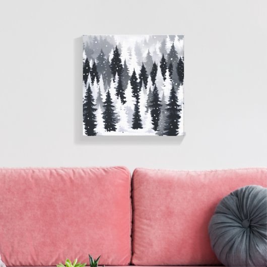 Enchanted Winter Forest: een sereen sneeuwlandscha Canvas Afdruk (Insitu (Woonkamer))