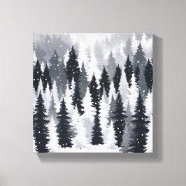 Enchanted Winter Forest: een sereen sneeuwlandscha Canvas Afdruk