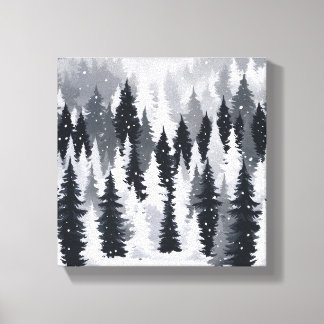 Enchanted Winter Forest: een sereen sneeuwlandscha Canvas Afdruk