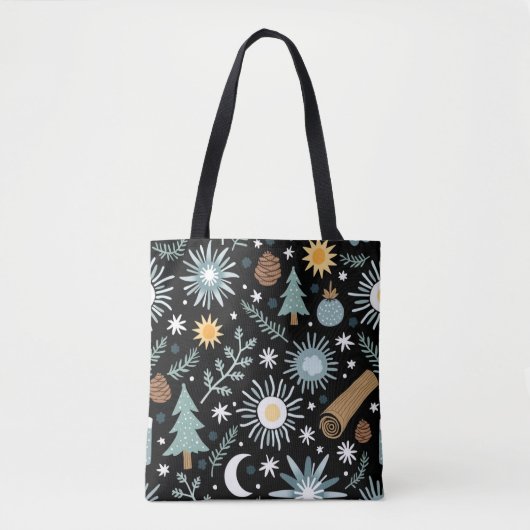 Enchanted Winter Forest: Whimsical Yule Tote Bag (Voorkant)